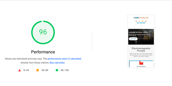 Mobile PageSpeed Performance After Optimization