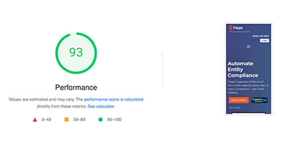 Mobile PageSpeed Performance After Optimization